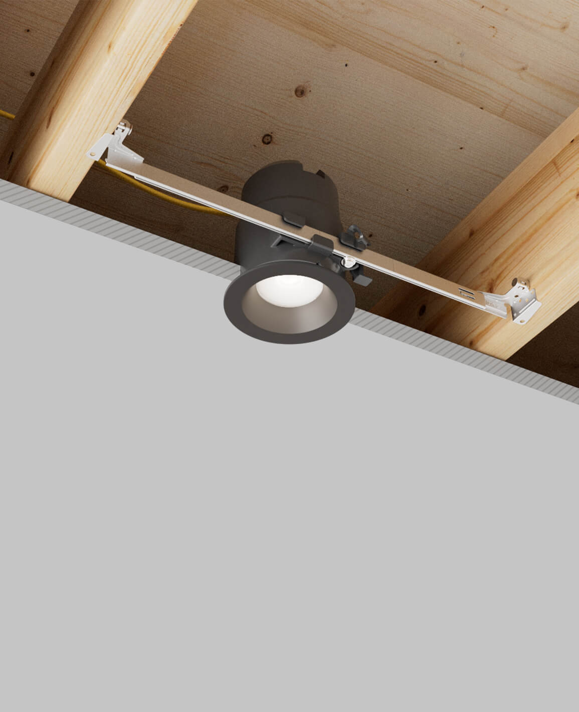 3" recessed light with bar hangers housing and black round trim