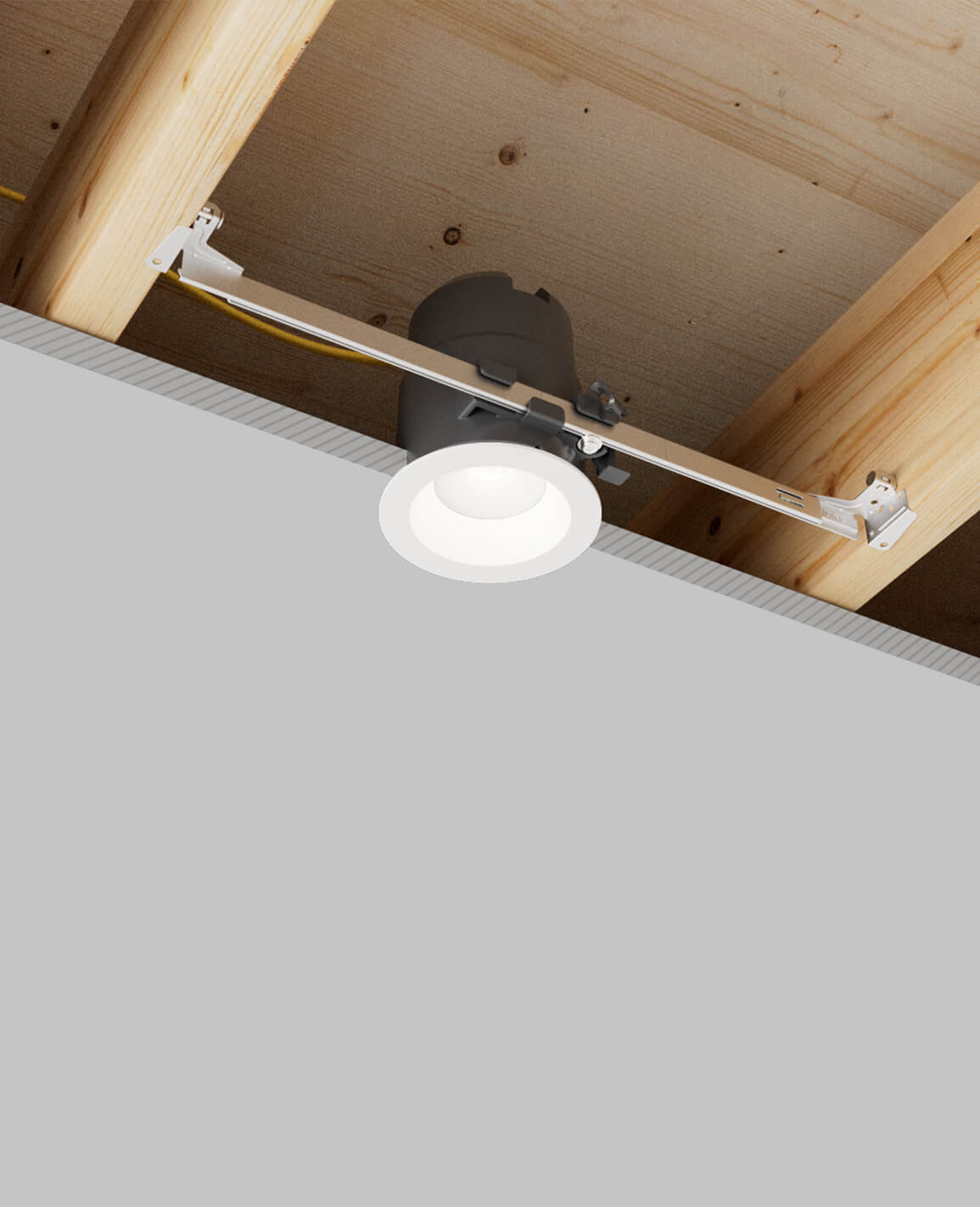3" recessed light with bar hangers housing and surface white trim 