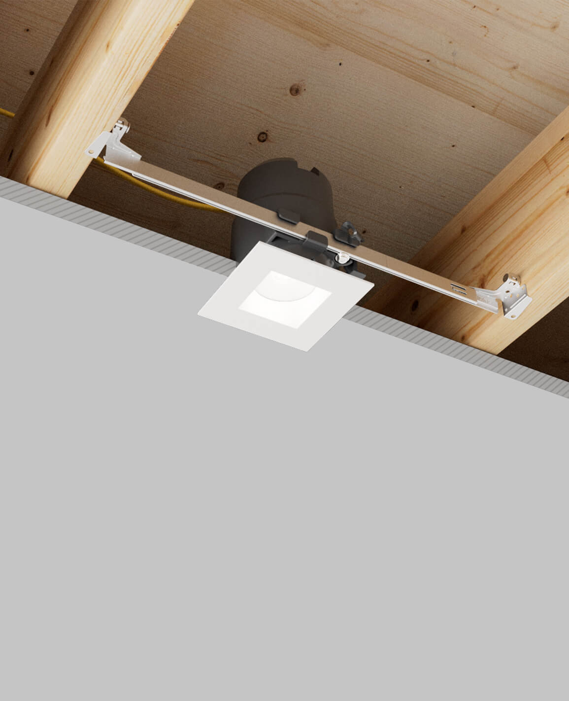 3" recessed light with bar hangers housing and square white trim