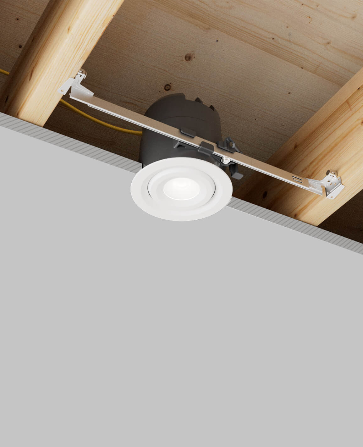 LUSA 4" recessed light with bar hangers housing and white adjustable trim
