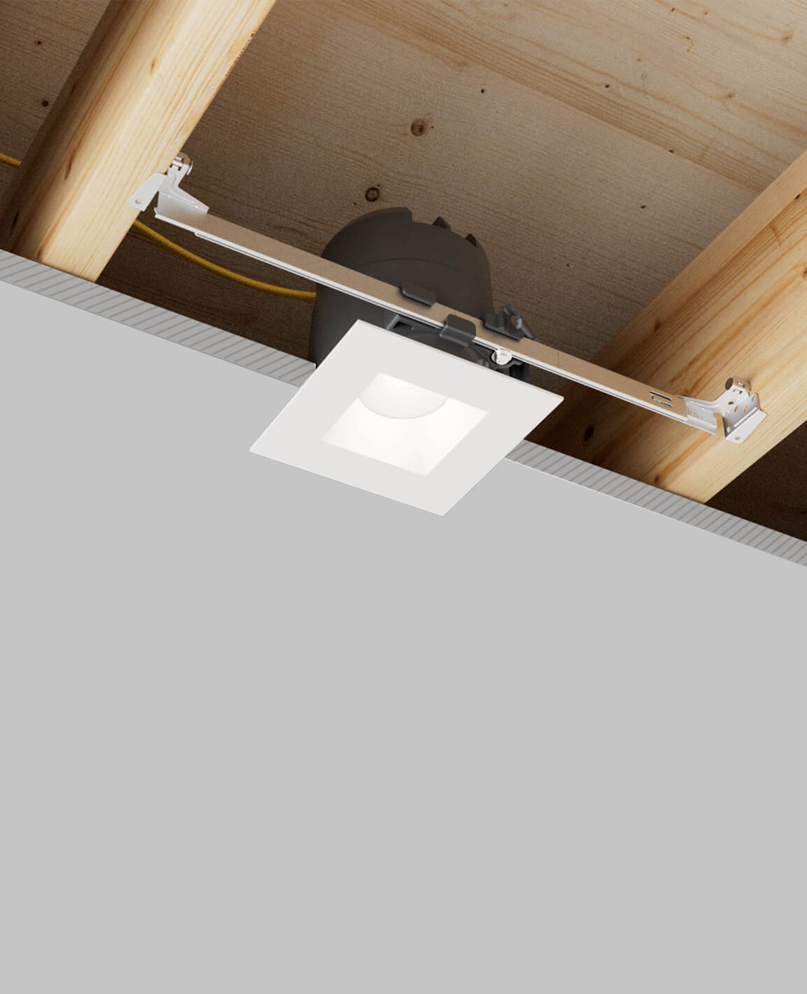 LUSA 4" recessed light with bar hangers housing and white square trim