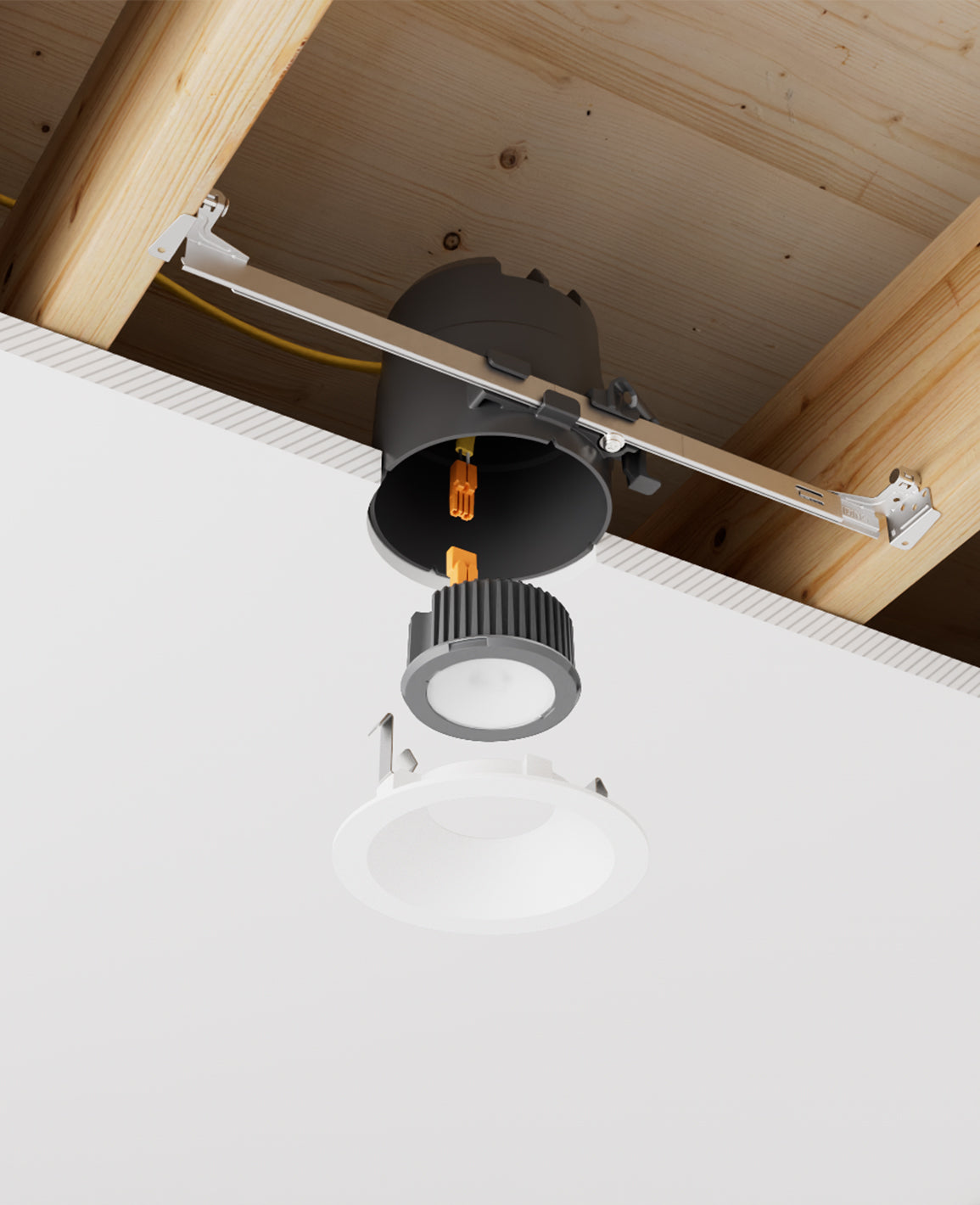 LUSA 4" recessed light with bar hangers housing and round white trim