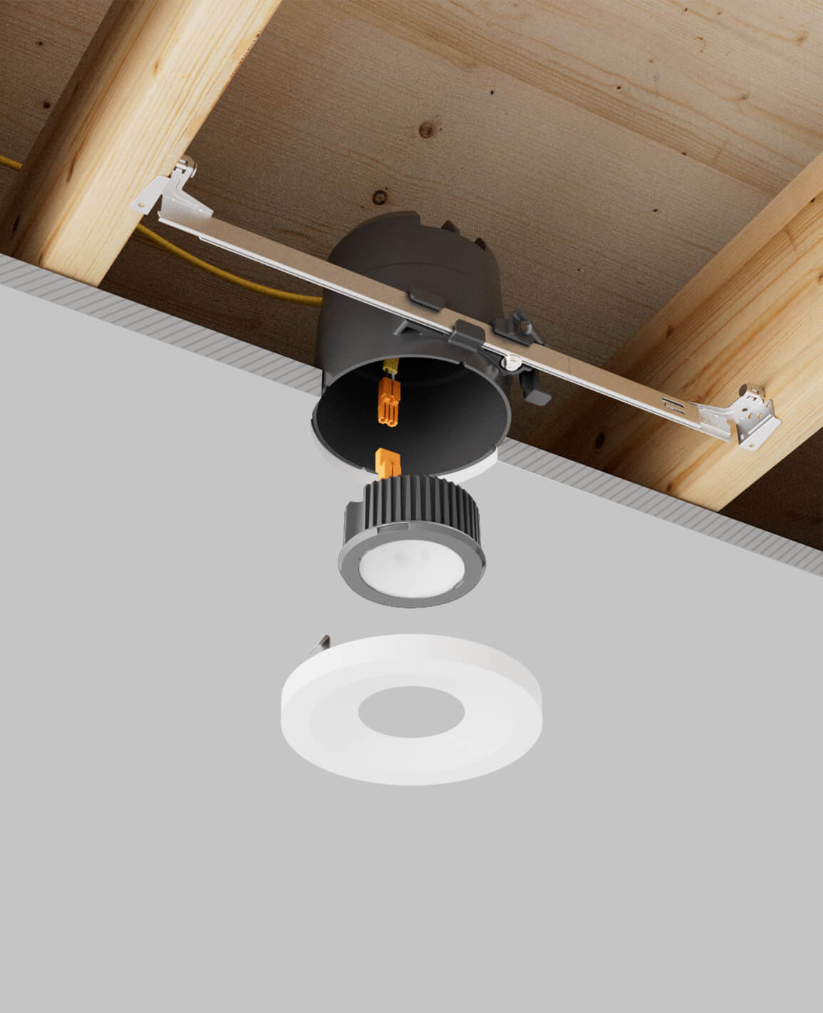 LUSA 4" recessed light with bar hangers housing and white surface trim