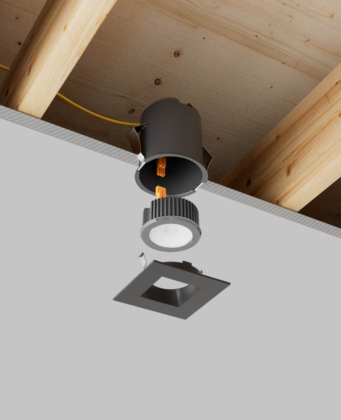 3" LUSA recessed light with remodel housing and black square trim