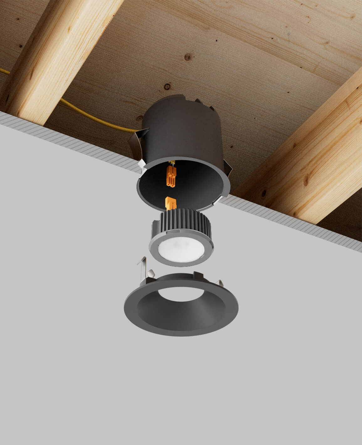 4" LUSA recessed light with remodel housing and black round trim