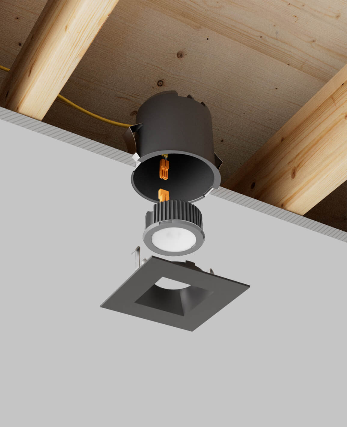 4" LUSA recessed light with remodel housing and black square trim