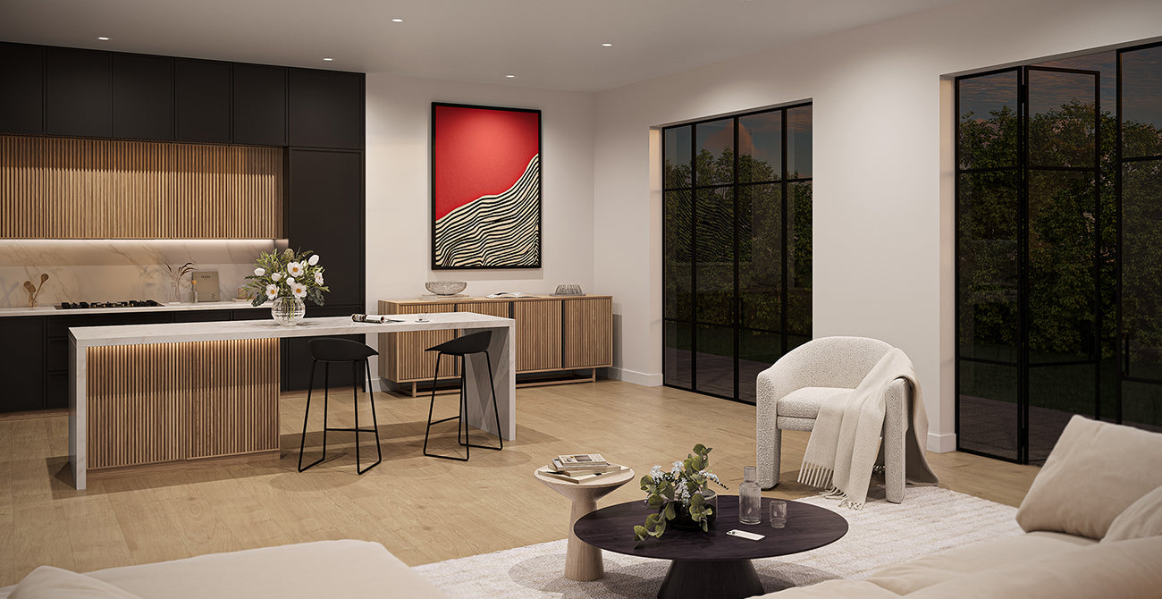 Living space featuring LUSA premium recessed lights