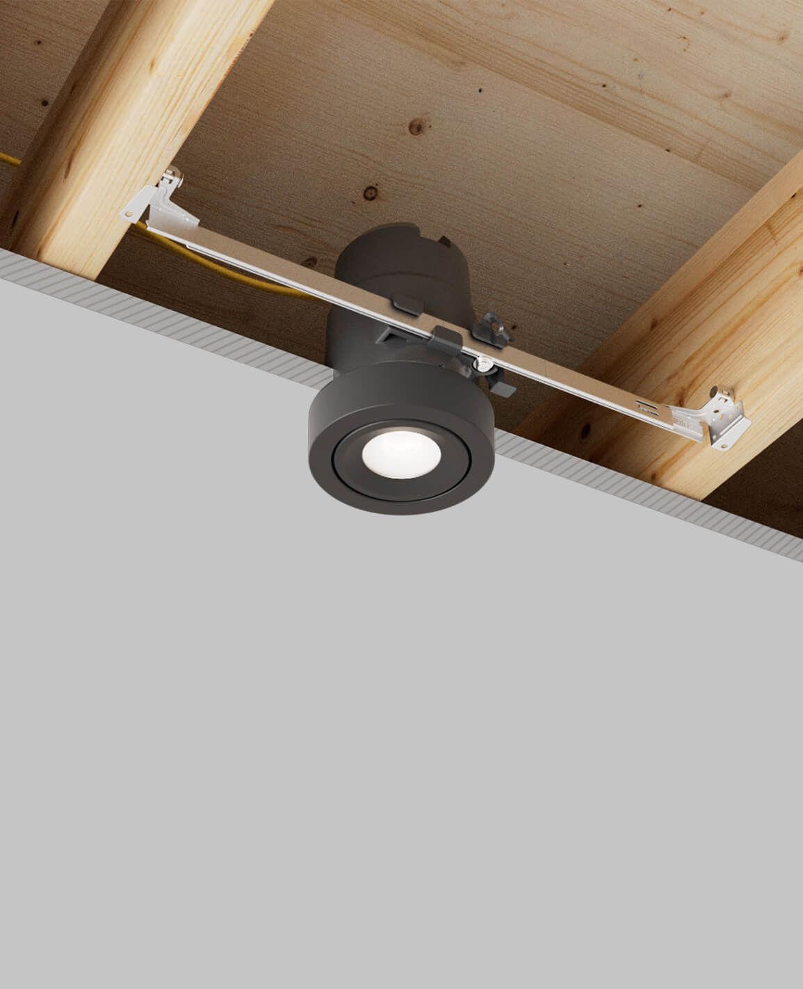 3" recessed light with bar hangers housing and black adjustable trim 