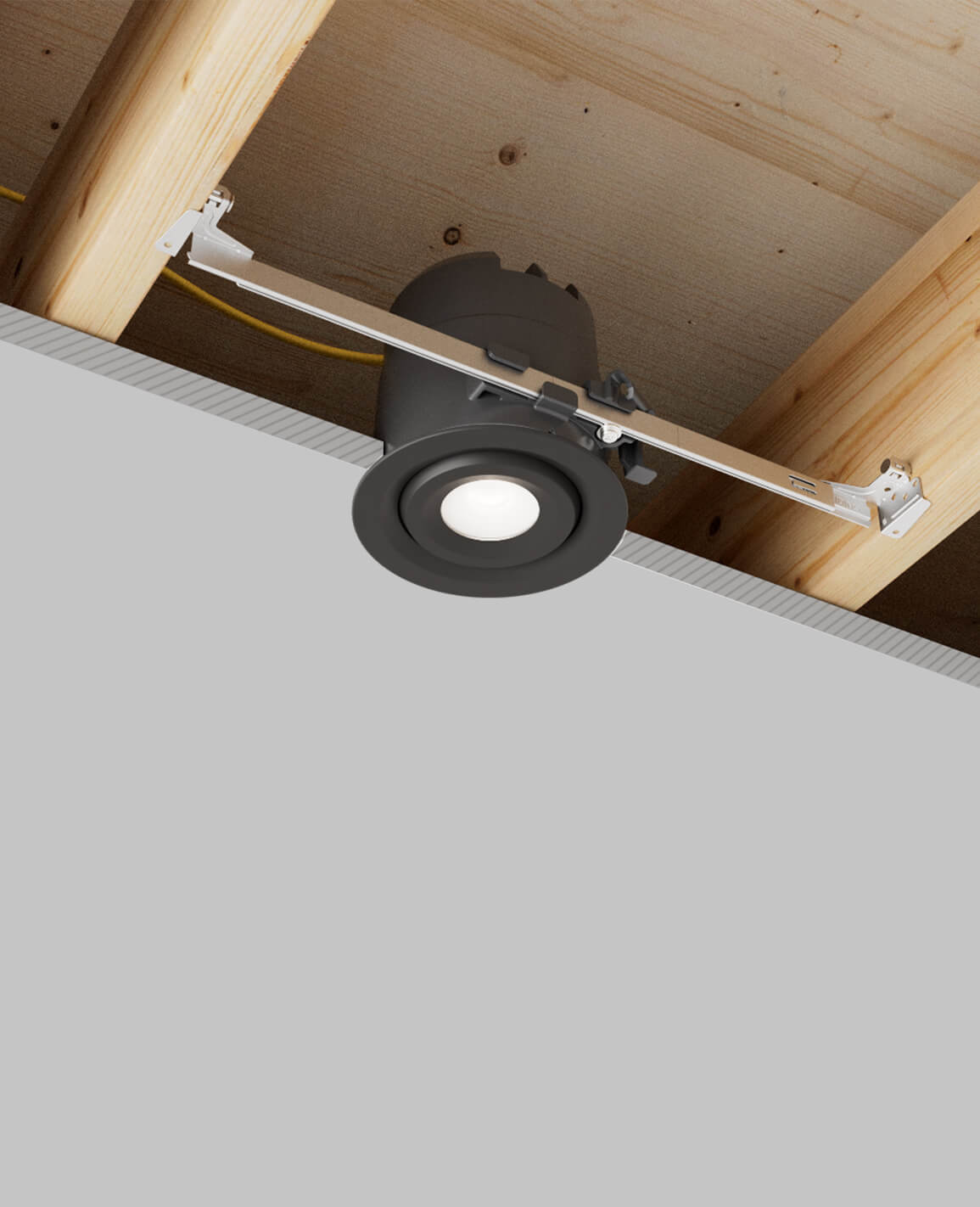 LUSA 4" recessed light with bar hangers housing and round black trim