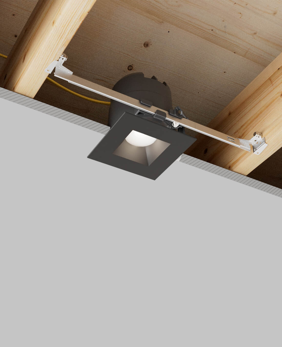 LUSA 4" recessed light with bar hangers housing and square black trim