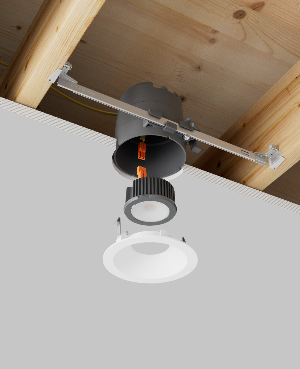 LUSA 4" recessed light with bar hangers housing and round white trim