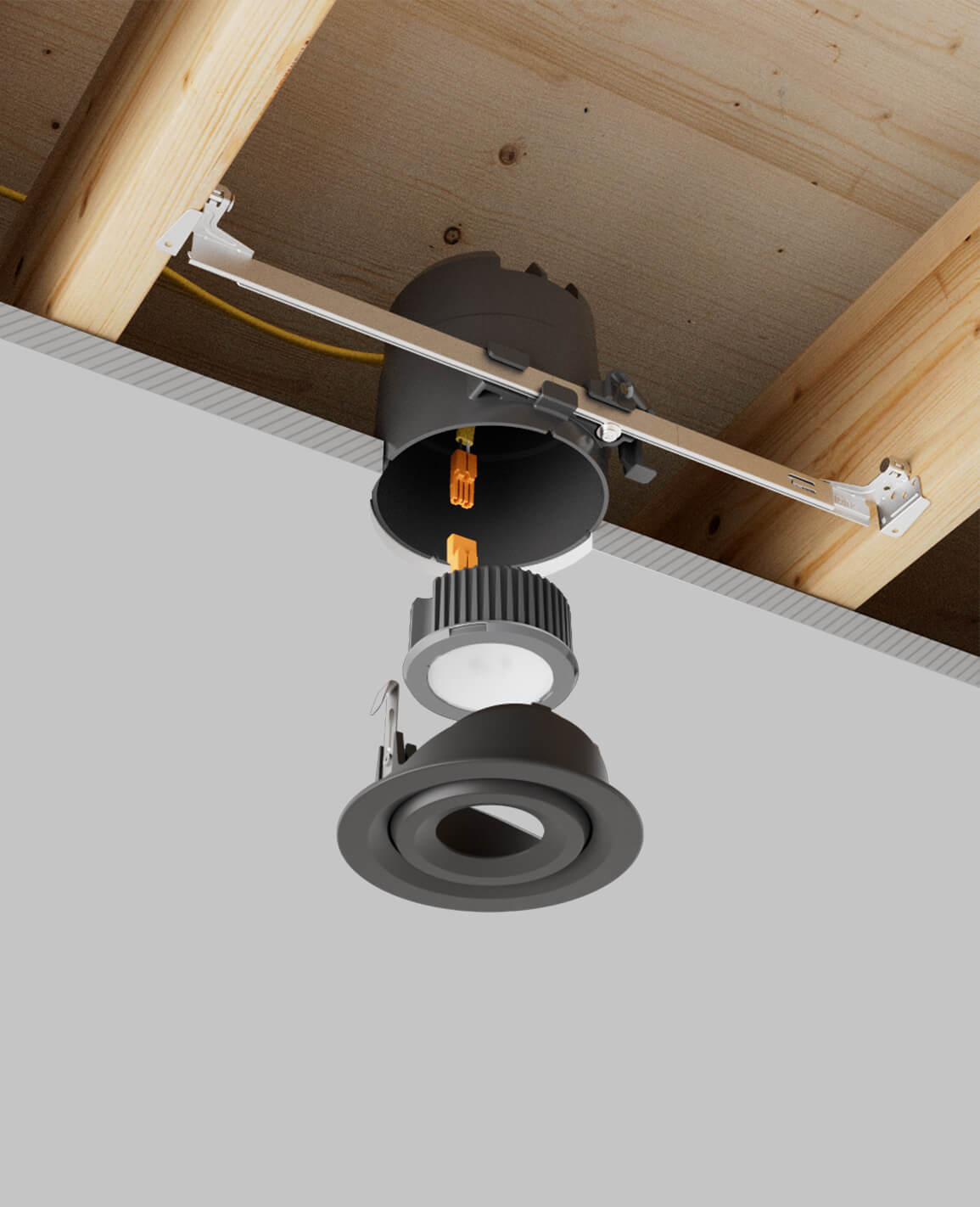 LUSA 4" recessed light with bar hangers housing and adjustable black trim