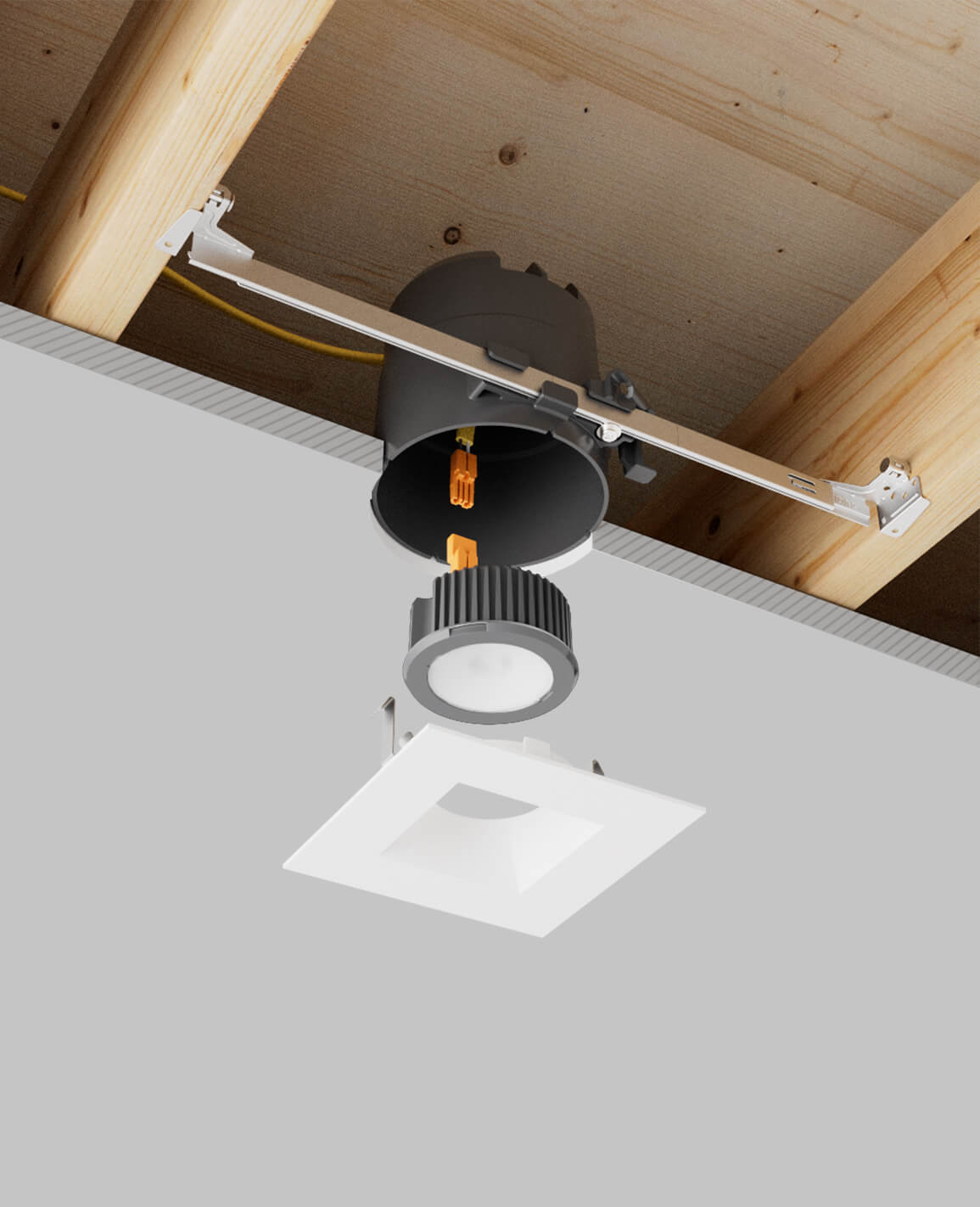 LUSA 4" recessed light with bar hangers housing and white square trim