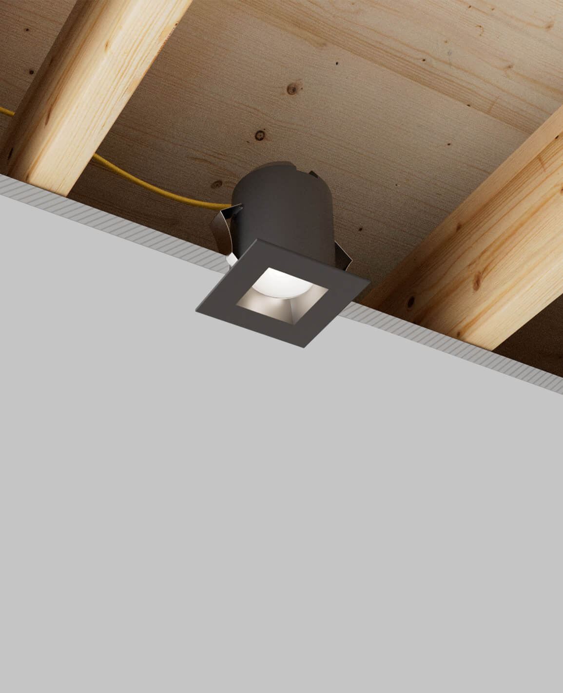 3" LUSA recessed light with remodel housing and black square trim